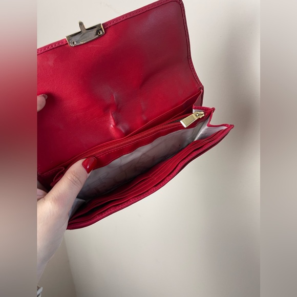 GUC Red FURLA Coated Leather Wallet Long - Picture 8 of 9